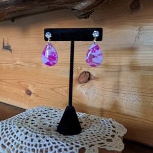 Elegant Pink Teardrop Earrings Valentine Earrings